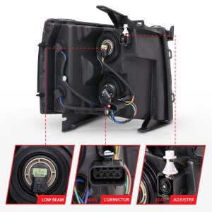 Chevrolet Silverado Headlights - ANZO - Crystal - Black - `07-`13