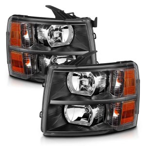 Chevrolet Silverado Headlights - ANZO - Crystal - Black - `07-`13