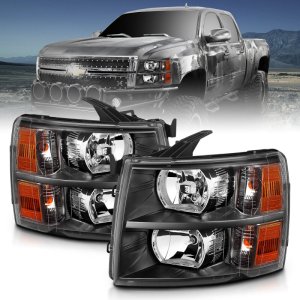 Chevrolet Silverado Headlights - ANZO - Crystal - Black - `07-`13