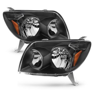 Toyota 4Runner Crystal Headlight Set - ANZO - Clear Lens, Black Housing - Black - `03-`05