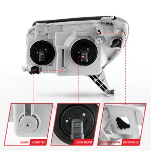 Toyota 4Runner Crystal Headlight Set - ANZO - Clear Lens, Black Housing - Black - `03-`05
