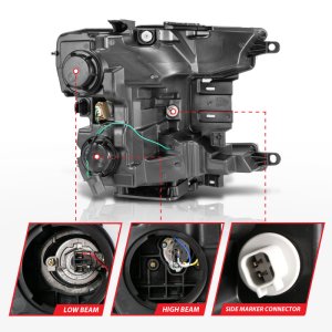 Ford F-150 Headlights - ANZO - Projector w/Plank Style Switchback - Chrome w/Amber - `18-`19