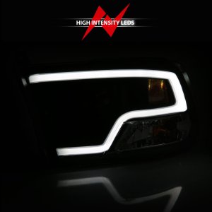 Dodge Ram 1500 LED/Projector Headlights - ANZO - Plank Style w/ Halo - Black - `09-`18