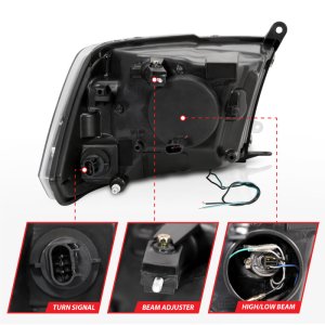 Dodge Ram 1500 LED/Projector Headlights - ANZO - Plank Style w/ Halo - Black - `09-`18