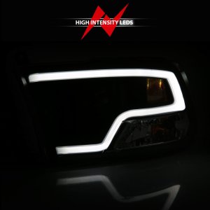 Dodge Ram 1500 LED/Projector Headlights - ANZO - Plank Style w/ Halo - Black - `09-`18