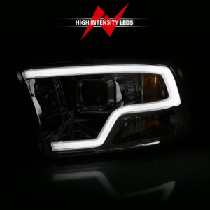 Dodge Ram 1500 LED/Projector Headlights - ANZO - Plank Style, Halo - Chrome - `09-`18 Dodge Ram 1500 LED/Projector Headlights - ANZO - Plank Style, Halo - Chrome - `09-`18