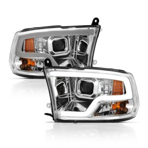 Dodge Ram 1500 LED/Projector Headlights - ANZO - Plank Style, Halo - Chrome - `09-`18 Dodge Ram 1500 LED/Projector Headlights - ANZO - Plank Style, Halo - Chrome - `09-`18