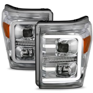 Ford F-350 Projector Headlights - ANZO - Plank Style Switchback - Chrome w/Amber - `11-`16 Ford F-350 Projector Headlights - ANZO - Plank Style Switchback - Chrome w/Amber - `11-`16