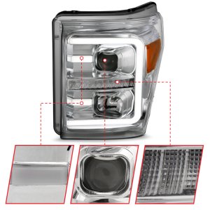 Ford F-350 Projector Headlights - ANZO - Plank Style Switchback - Chrome w/Amber - `11-`16 Ford F-350 Projector Headlights - ANZO - Plank Style Switchback - Chrome w/Amber - `11-`16