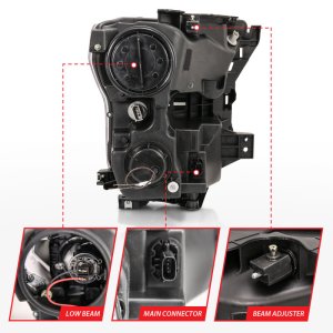 Ford F-150 Projector Headlights - ANZO - Plank Style Design w/ Amber Sequential Turn Signal - Black - `15-`17