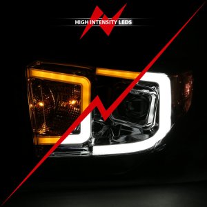 Toyota Tundra Headlight Set - ANZO - Projector w/ Plank Style Switchback - Chrome w/ Amber - `14-`17