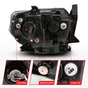 Toyota Tundra Headlight Set - ANZO - Projector w/ Plank Style Switchback - Chrome w/ Amber - `14-`17