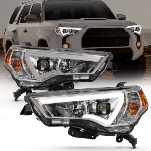 Toyota 4 Runner Projector Headlights - ANZO - Plank Style Switchback - Chrome w/ Amber - `14-`18