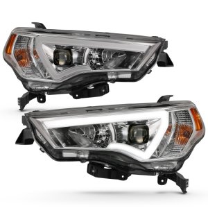 Toyota 4 Runner Projector Headlights - ANZO - Plank Style Switchback - Chrome w/ Amber - `14-`18