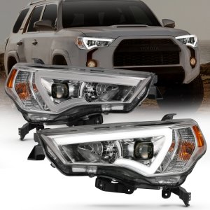 Toyota 4 Runner Projector Headlights - ANZO - Plank Style Switchback - Chrome w/ Amber - `14-`18