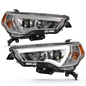 Toyota 4 Runner Projector Headlights - ANZO - Plank Style Switchback - Chrome w/ Amber - `14-`18