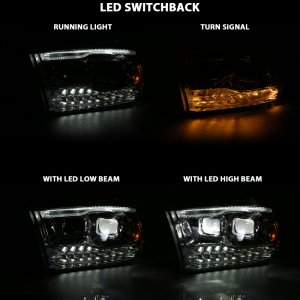 Chevrolet Silverado 1500 LED Projector Headlights - ANZO - Plank Style - Chrome w/Amber - `16-`18