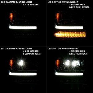 Chevrolet Silverado 1500 LED Projector Headlights - ANZO - Plank Style - Chrome w/Amber - `16-`18