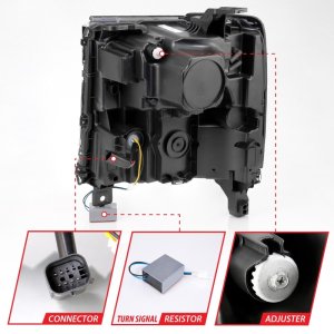 Chevrolet Silverado 1500 LED Projector Headlights - ANZO - Plank Style - Chrome w/Amber - `16-`18