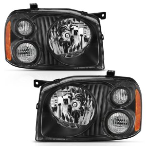 Nissan Frontier SE Headlights - ANZO - Crystal, Amber Reflector, Clear Lens - Black - `01-`04