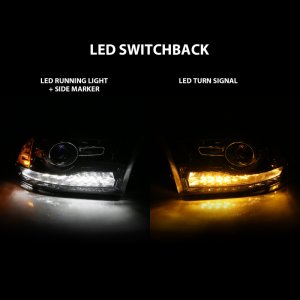 Dodge Ram 1500 LED/Projector Headlights - ANZO - Projector Plank Style Switchback H.L Halo - Black - `09-`18