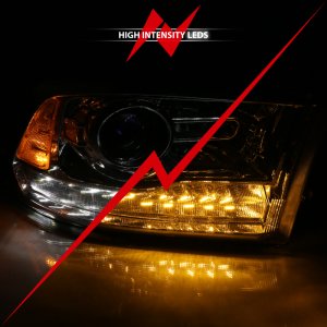 Dodge Ram 1500 LED/Projector Headlights - ANZO - Plank Style Switchback H.L Halo Chrome Amber (OE Style) - Chrome Amber - `09-`18