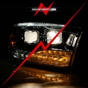 Dodge Ram 1500 LED/Projector Headlights - ANZO - Switchback - Black w/Amber - `09-`18