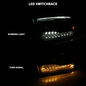 Dodge Ram 1500 LED/Projector Headlights - ANZO - Switchback - Black w/Amber - `09-`18