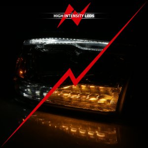 Dodge Ram 1500 Headlight Set - ANZO - Projector w/Switchback - Chrome w/Amber - `09-`18