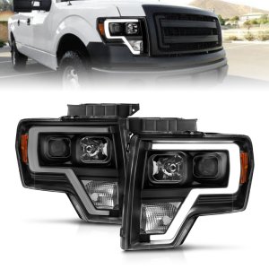 Ford F-150 Projector Headlights - ANZO - Light Bar H.L. - Black Amber - `09-`14