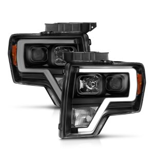 Ford F-150 Projector Headlights - ANZO - Light Bar H.L. - Black Amber - `09-`14