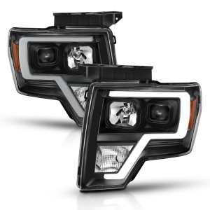 Ford F-150 Projector Headlights - ANZO - Light Bar H.L. - Black Amber - `09-`14