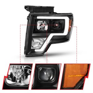 Ford F-150 Projector Headlights - ANZO - Light Bar H.L. - Black Amber - `09-`14