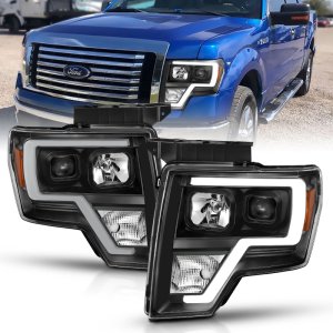 Ford F-150 Projector Headlights - ANZO - Light Bar H.L. - Black Amber - `09-`14