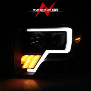 Ford F-150 LED/Projector Headlights - ANZO - Light Bar G4 H.L. - Black Amber - `09-`14