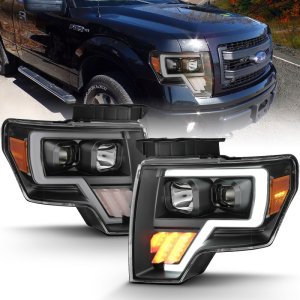 Ford F-150 LED/Projector Headlights - ANZO - Light Bar G4 H.L. - Black Amber - `09-`14