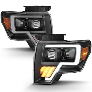 Ford F-150 LED/Projector Headlights - ANZO - Light Bar G4 H.L. - Black Amber - `09-`14