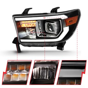 Toyota Tundra Headlights - ANZO - Projector Light Bar - Black Amber - `07-`14