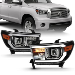 Toyota Tundra Headlights - ANZO - Projector Light Bar - Black Amber - `07-`14