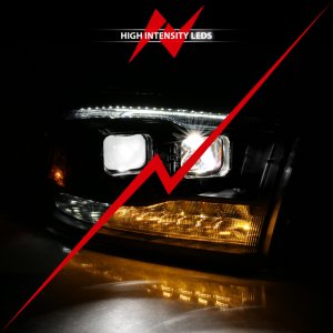 Dodge Ram 1500 Projector Headlights - ANZO - Plank Style Switchback - Black Amber - `09-`18