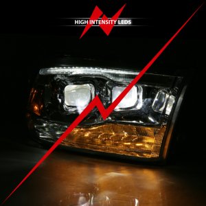 Dodge Ram 1500 LED Projector Headlights - ANZO - Plank Style Switchback - Chrome Amber - `09-`18