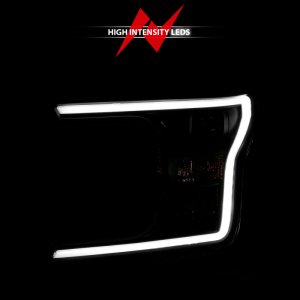 Ford F-150 Headlight Set - ANZO - Projector Plank Style w/Halo - Black Amber - `18-`19