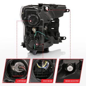 Ford F-150 Headlight Set - ANZO - Projector Plank Style w/Halo - Black Amber - `18-`19