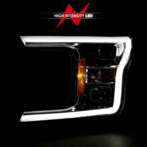 Ford F-150 Projector Headlights - ANZO - Plank Style w/Halo - Chrome Amber - `18-`19 Ford F-150 Projector Headlights - ANZO - Plank Style w/Halo - Chrome Amber - `18-`19