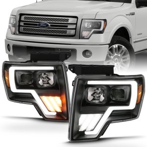 Ford F-150 Headlights - ANZO - Projector Light Bar G4 Switchback - Black Amber - `09-`13