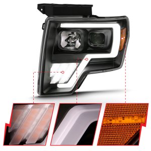 Ford F-150 Headlights - ANZO - Projector Light Bar G4 Switchback - Black Amber - `09-`13