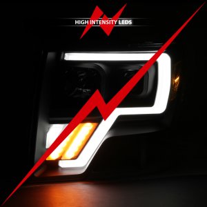 Ford F-150 Headlights - ANZO - Projector Light Bar G4 Switchback - Black Amber - `09-`13