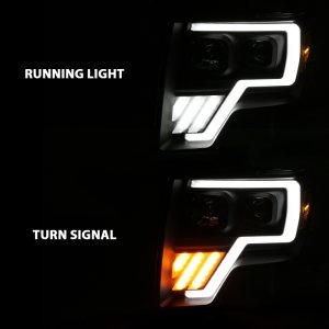 Ford F-150 Headlights - ANZO - Projector Light Bar G4 Switchback - Black Amber - `09-`13