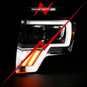 Ford F-150 Projector Headlights - ANZO - G4 Switchback Light Bar - Chrome Amber - `09-`13