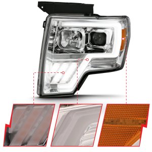 Ford F-150 Projector Headlights - ANZO - G4 Switchback Light Bar - Chrome Amber - `09-`13